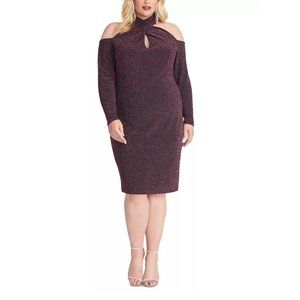 NWT Rachel Roy Trendy Plus Size Sparkle-Knit Halter Dress 24W